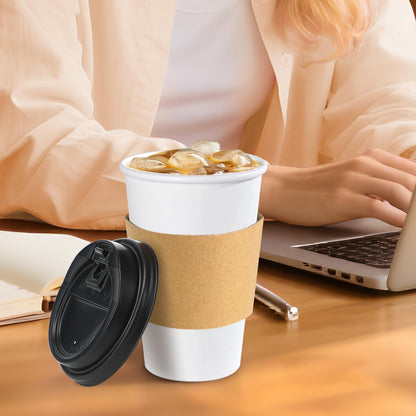 Lamosi 50 Pack 12 oz Disposable Coffee Cups with Lids and Sleeves, Leak-Proof To Go Coffee Cups with Lids, Hot/Cold Beverage White Drinking Cup for Home, Office, Parties, Travel