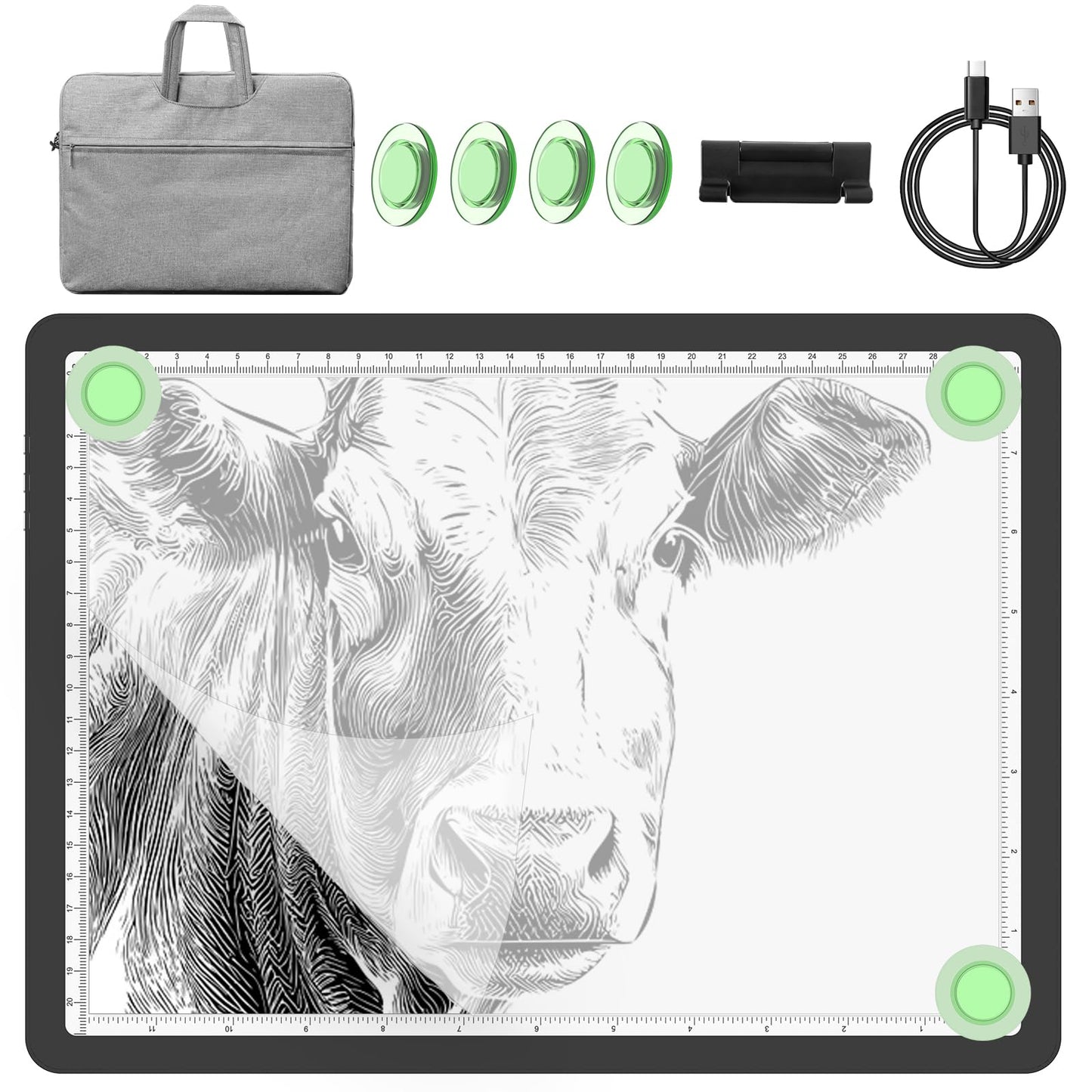 YINGWOND 9000LUX A4 Rechargeable Tracing Light Box with Padded Case,Wireless Diamond Art Light Board,Side Physical Buttons and Magnetic Portable Light Pad for Diamond Painting,Drawing,Sketching