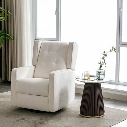 CANMOV Swivel Rocker Recliner Chair, Nursery Glider Chair, Nursery Rocking Chairs, Manual Reclining Chair, White