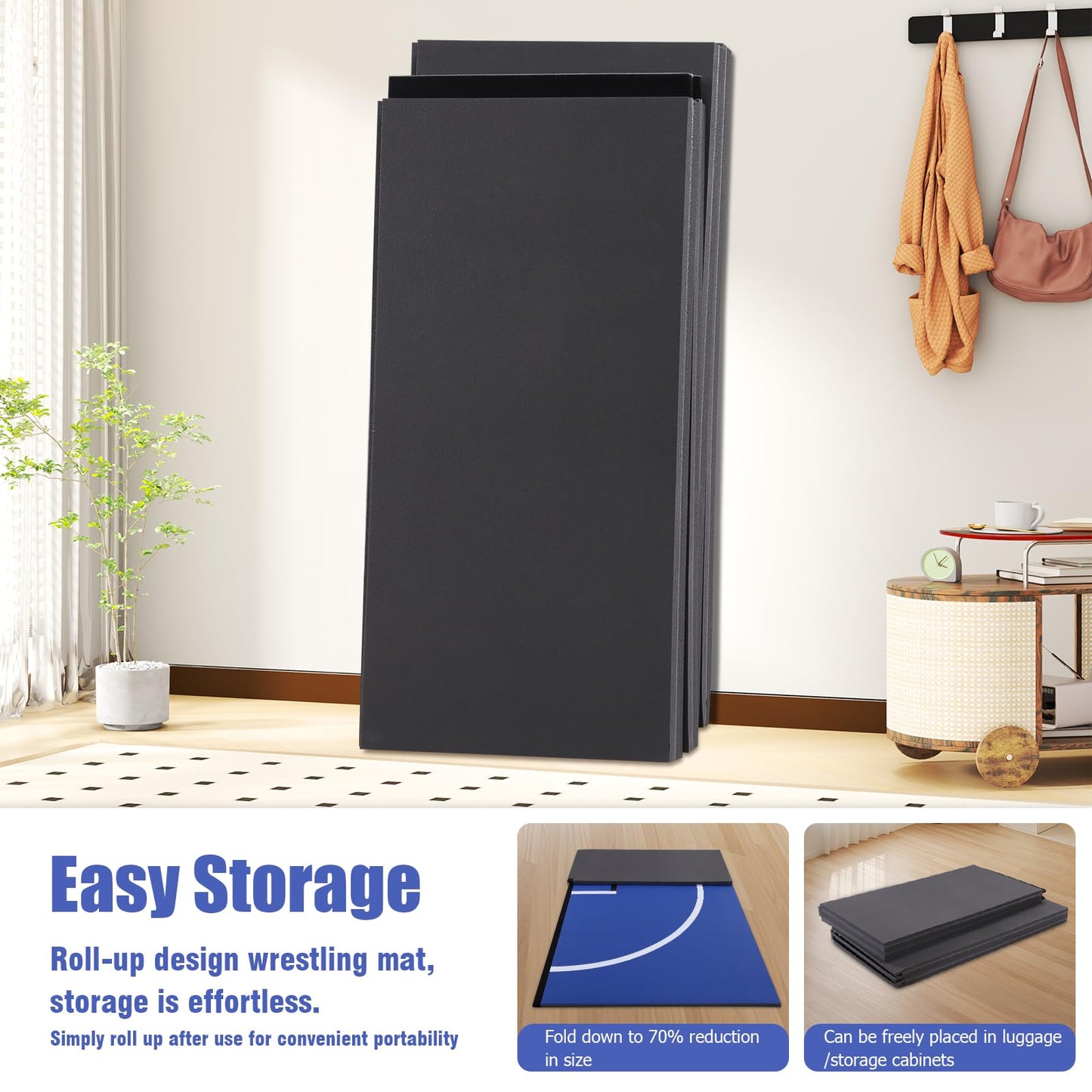 ETOYA Wrestling Mat 10'x10'/3 * 3m for Home Outdoor Indoor, 1.2" Thick Foldable XPE Jiu Jitsu Floor Exercise Mat for Martial Arts, MMA, Yoga, Kids Play & Gym Workouts