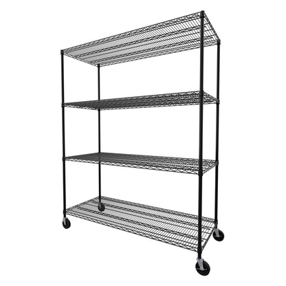 SafeRacks - NSF Certified Storage Shelves, Zinc, Heavy Duty Steel Wire Unit with Wheels and Adjustable Feet, Garage or Bakers Rack, Kitchen, Pantry Shelf - (24"x60"x72" 4-Tier) (Black)