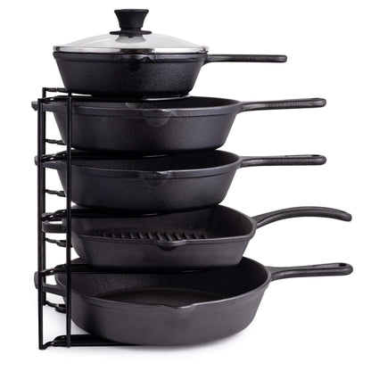 Cuisinel Heavy Duty Pots and Pans Organizer Rack - 12.2"-Inch Tall - 5 Tier Rack - Holds 50 LB - Cast Iron Skillets, Griddles, Shallow Cookware - Space Saving Kitchen Storage - No Assembly Required