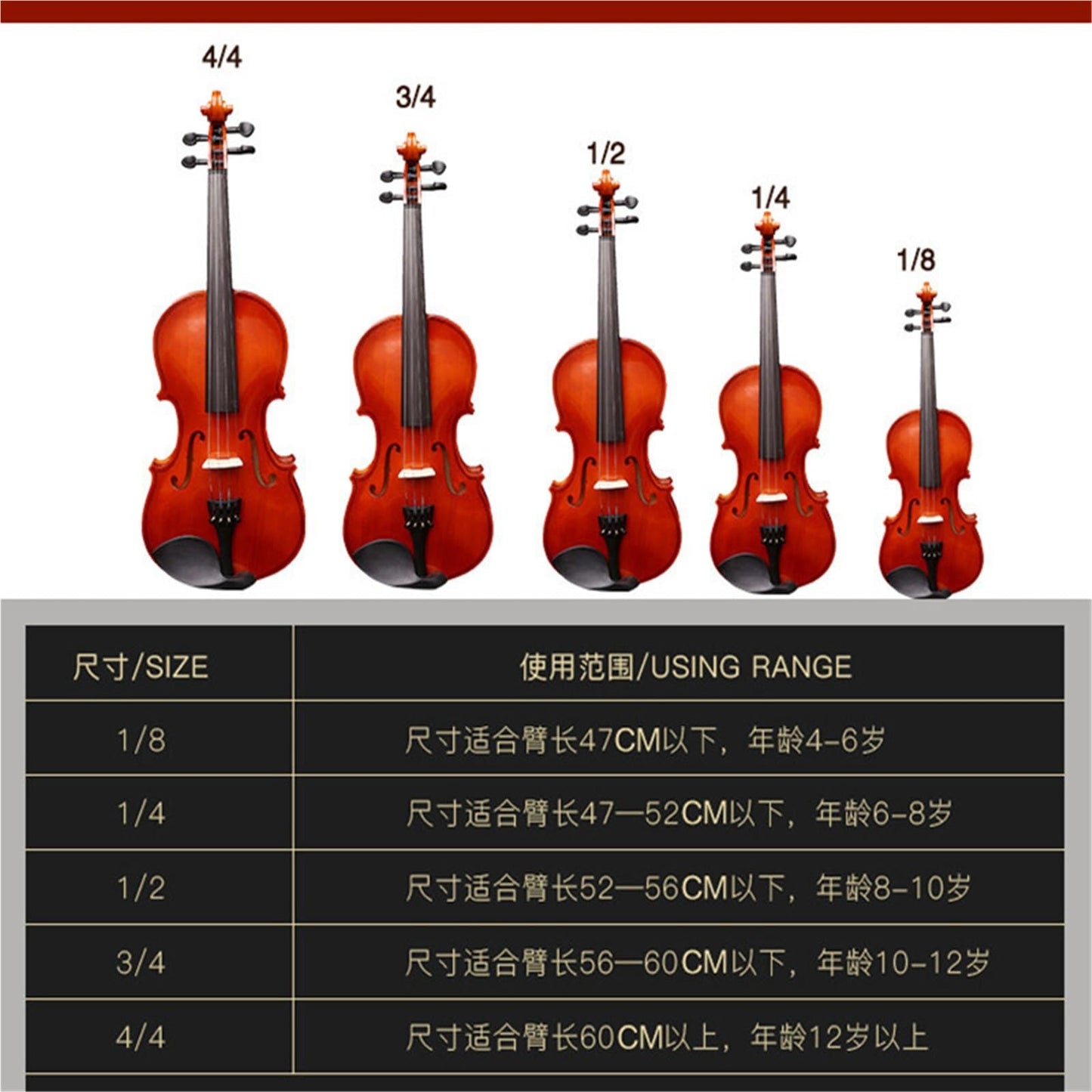 Handmade Solid Wood Violin Full Size For Beginners Exams And Adults. Violins Set(3/4)