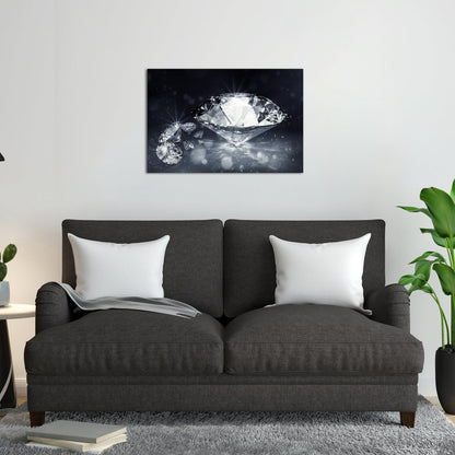 Biuteawal Diamond Wall Art Black White Canvas Print Shining Diamonds Painting Fashion Picture Modern Artwork Home Decor for Living Room Bedroom Bathroom Framed Ready to Hang