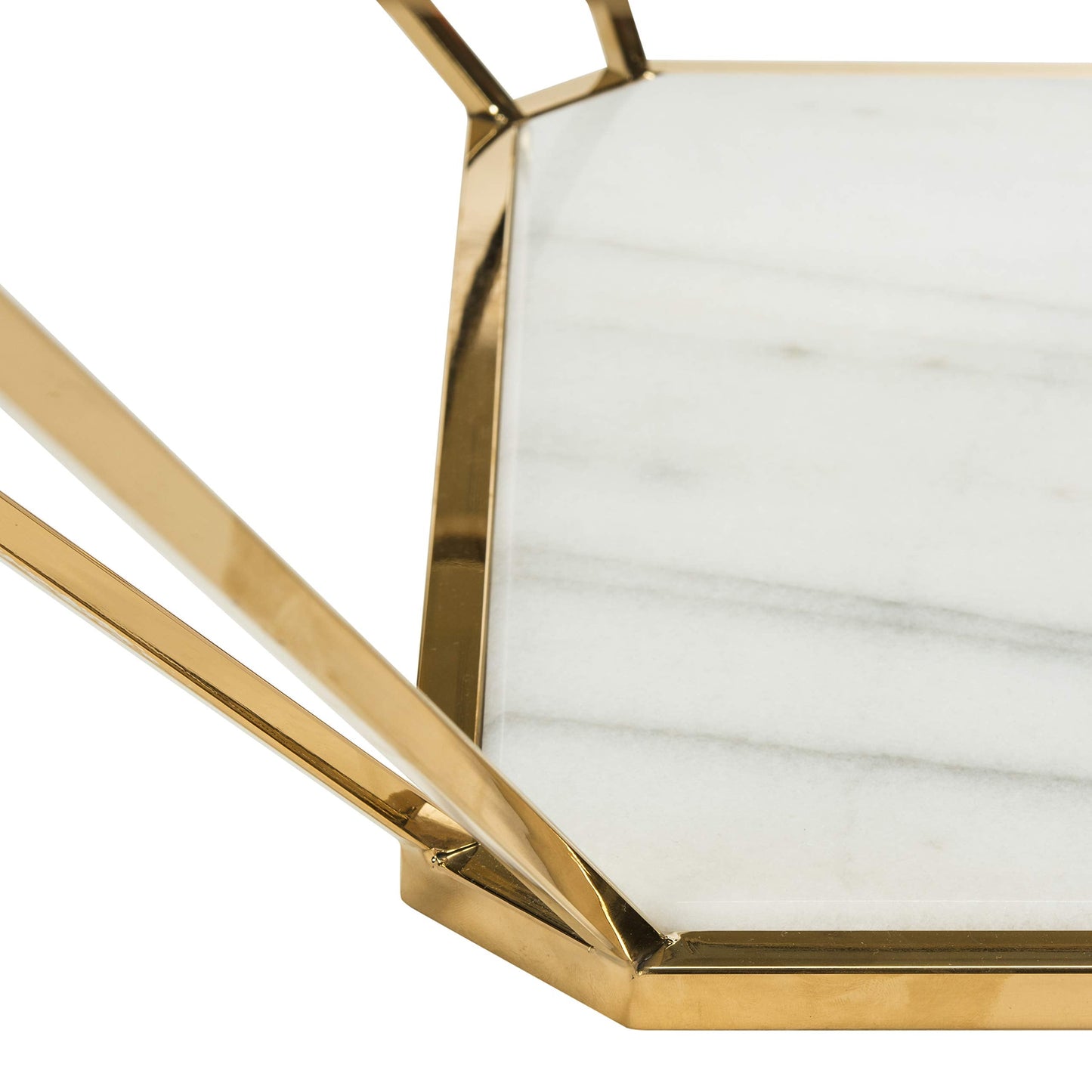 SAFAVIEH Couture Home Collection Abena Gold and White Marble Geometric Coffee Table