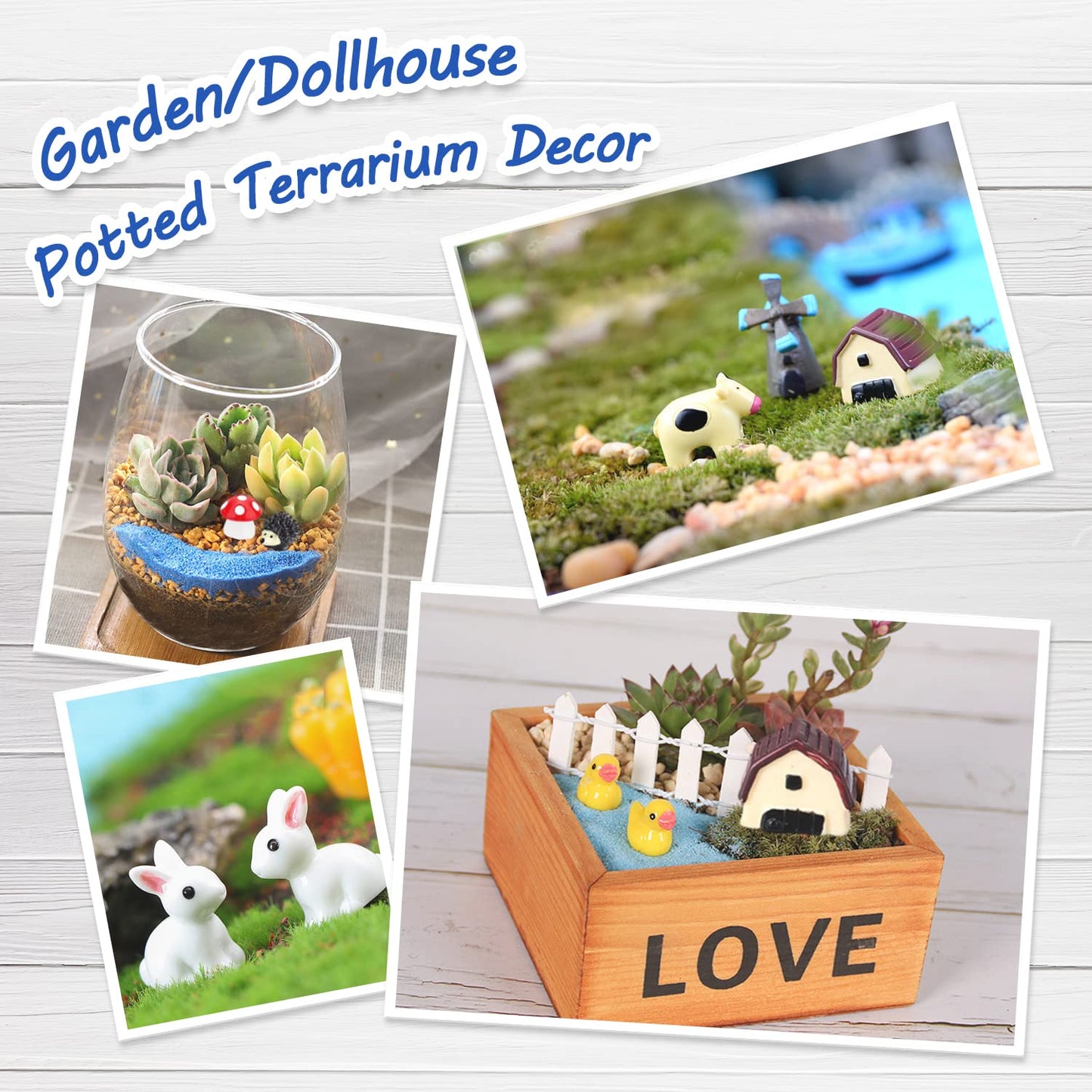 162 Pcs Miniature Fairy Garden Accessories, Fairy Garden Kit, Including Animals, Mini Houses, Miniature Figurines, Micro Landscape Ornaments for Dollhouse Bonsai Terrarium Decor, Garden DIY Kit