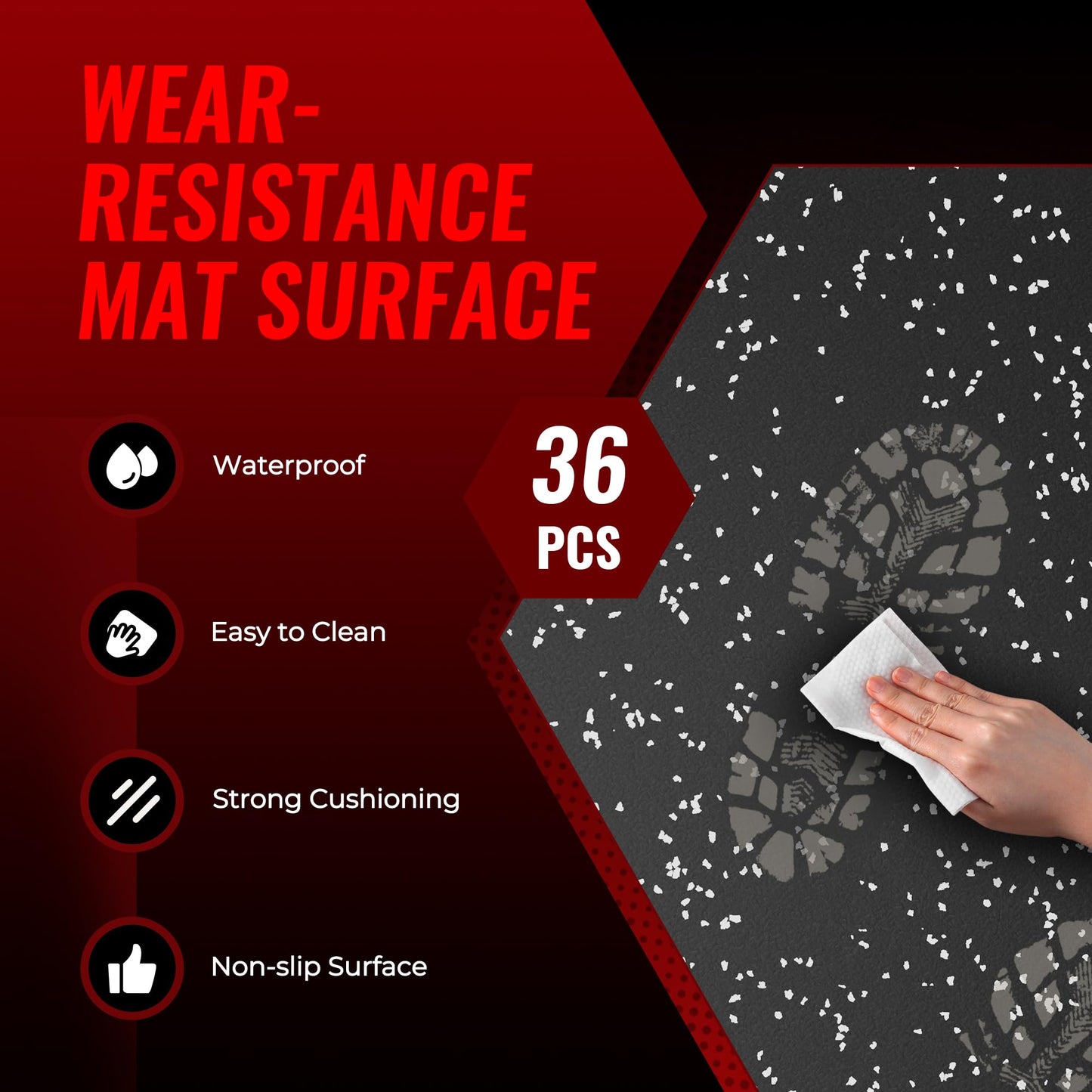 SUPERJARE 0.79'' Extra-Thick Exercise Equipment Mats, 36 Pcs 144 Sq Ft Rubber Top Floor Tiles with High Density EVA Foam, Interlocking Gym Flooring for Home Gym, Workout Mat, Black/Grey