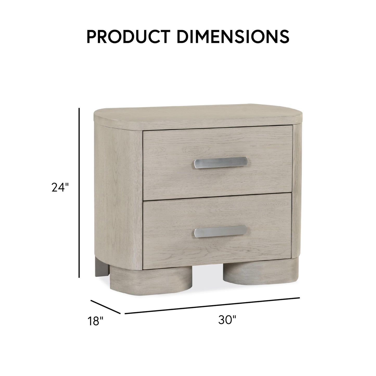 Furniture of America Nainsted Modern Contemporary Solid Wood 30-inch 2-Drawer Nightstand with USB Ports, Rounded Feet, Cedar Bottom Drawer, Easy Assembly for Bedroom, Guest Room, White Oak