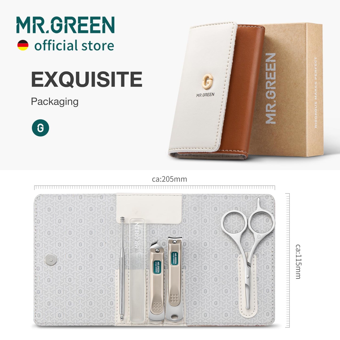 MR.GREEN Colorful Manicure Set Practical Pedicure Kits Nail Clippers Personal Care Tools Facial Hair Scissors with Fashion Case (Mr-6681 Green)