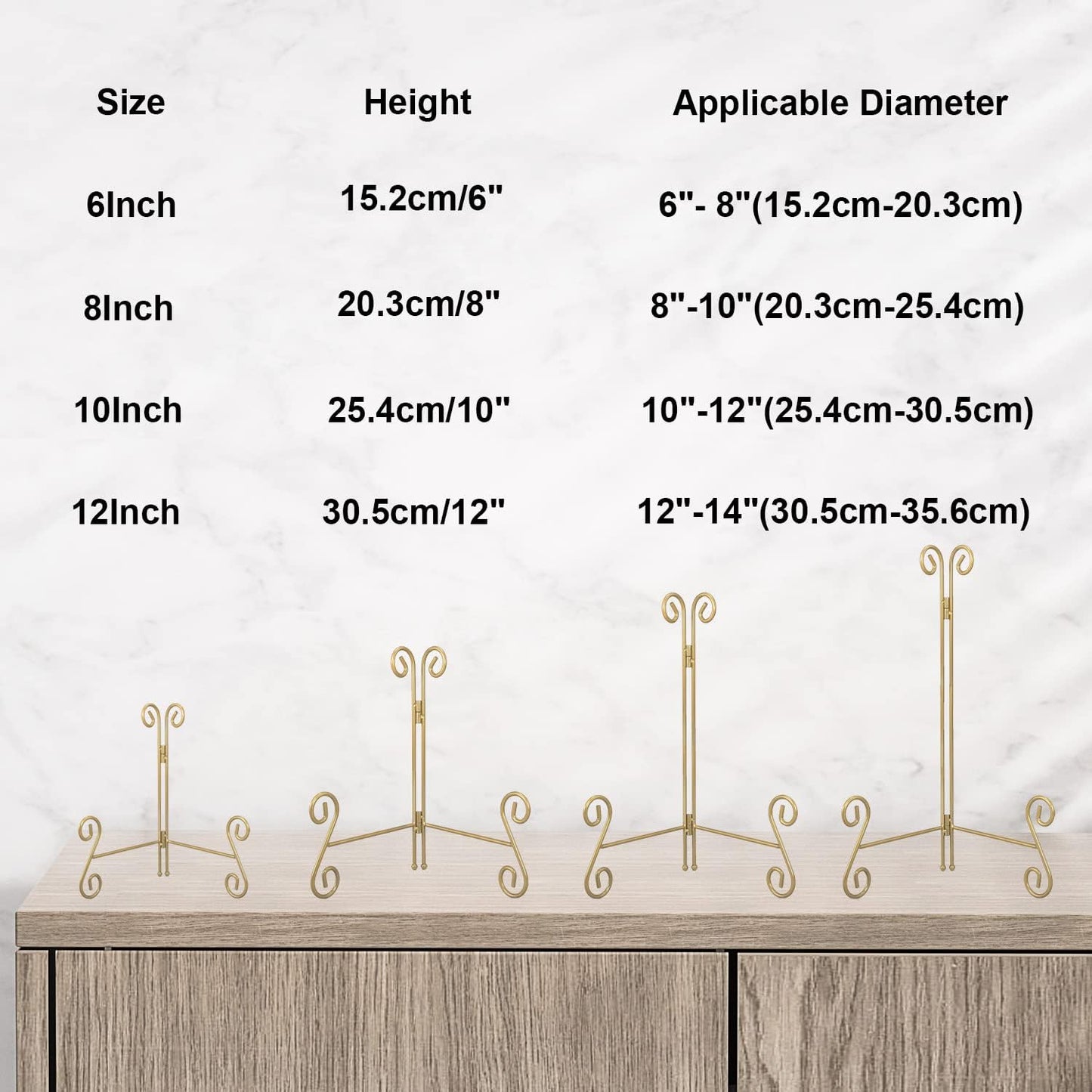 Plate Holder Display Stand, 12 Inch Gold Iron Easel for Large Platters, Photos, and Decorative Plates (1PACK)