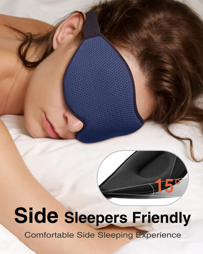 MABAO Sleep Mask for Side Sleeper, Eye Mask for Sleeping Women Men, 3D Contoured Cup No Eye Pressure 100% Light Blocking Sleeping Mask with Adjustable Strap Night Blindfold Flight, Travel, Nap, Black