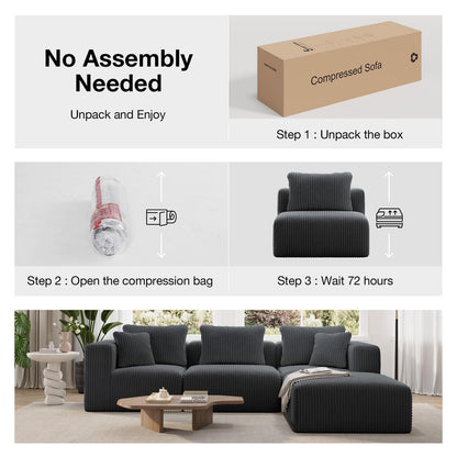 Novilla 141" Modular Sectional Sofa, Modern Cloud Sectional Couch with Smarts Coil® Support, U-Shape Boneless Couch for Living Room Apartments, No Assembly Required, Dark Gray (4 Seat w/ 2 Ottoman)