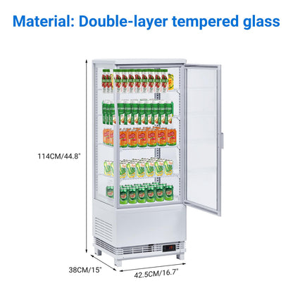 EliteEdge Refrigerated Pastry Display, 3.5 Cu. Ft. Bakery Display Case for Cakes, Pastries, Donuts, Cupcakes and Cookies, Dessert Display Refrigerator for Cafe, Bakery, Deli and Shop Counter, White