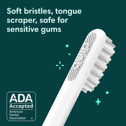 Quip Sonic Electric Toothbrush for Adults - Time Travel & Soft Bristles with Travel Case & Replacement Brush Head - 3 Month Battery Life, Plastic Handle - Magenta