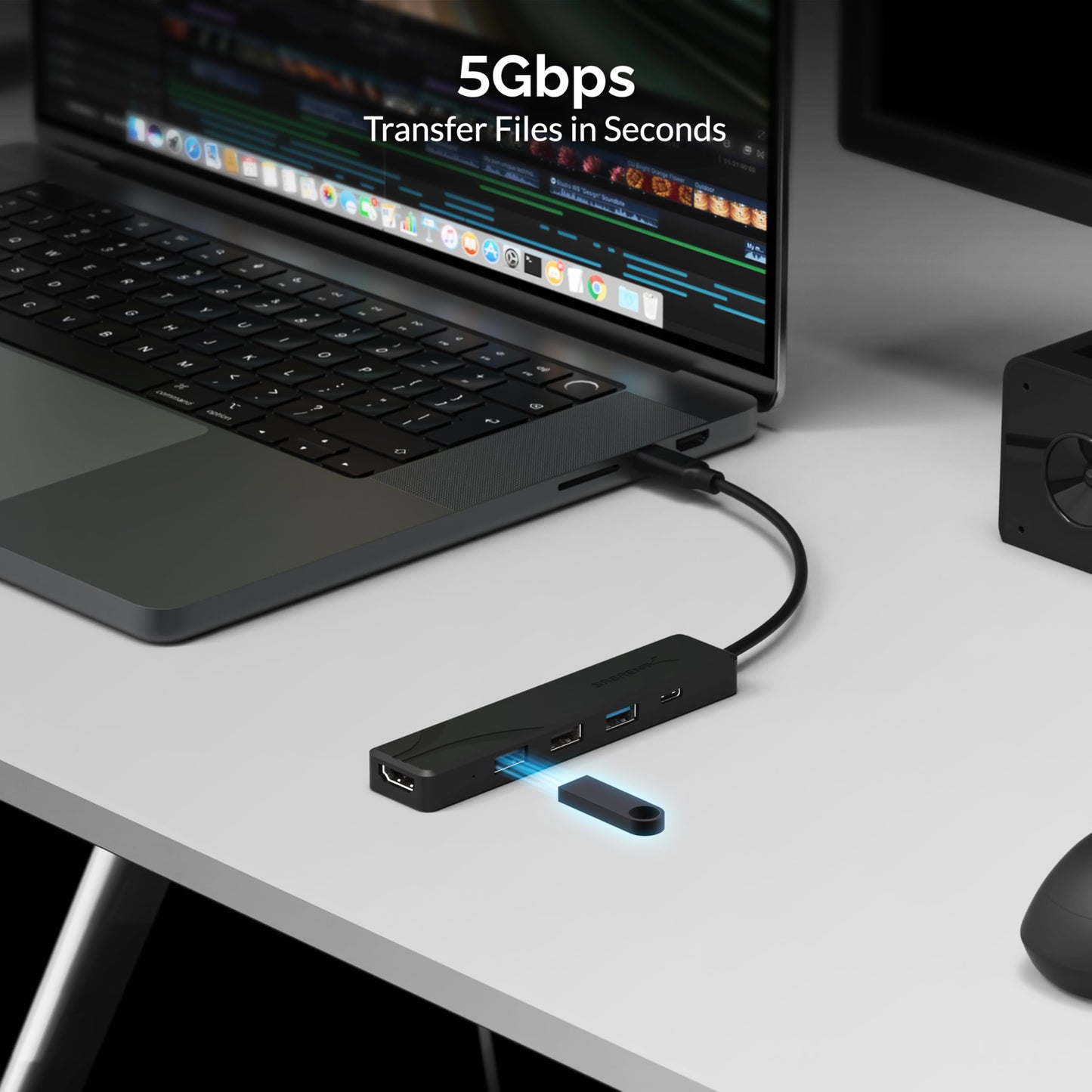 SABRENT 4-Port USB 3.0 Hub with Individual LED Power Switches - Slim, Portable Design - 2 Ft Cable - Fast Data Transfer - Compatible with Mac & PC (HB-UM43)