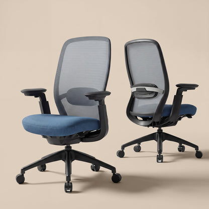 COLAMY Office Chair for Long Hours, Easy Wire-Control Desk Chair with Sliding Seat Depth & Thick Padded Lumbar Support, Heavy Duty 300 LBS High Back Mesh Computer Chair for Home Workstation,Blue