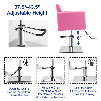 Hairdresser Barber Salon Chair,Capacity 330 Lbs - with Heavy Duty Hydraulic Pump, 360° Swivel Adjustable Spa Beauty Equipment, Hair Stylist Women Man for Barbershop,Home Hairdresser Hydraulic (Pink)