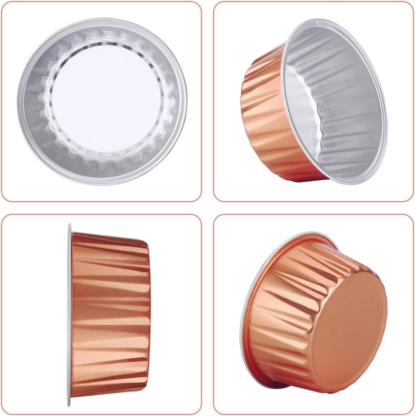 EUSOAR Disposable Baking Cups, 5oz 50pcs Foil Ramekins, Aluminum Muffin Liners with Lids