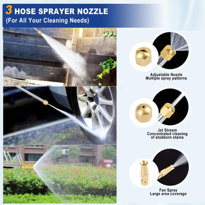 Yiliaw High Pressure Power Washer Wand - 38 Inch Garden Hose Nozzle Sprayer with 3 Sprayer Nozzle for Gutter, Patio,