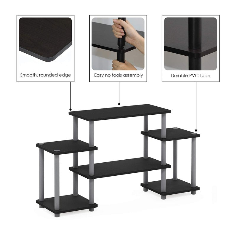Furinno Turn-N-Tube No Tools Entertainment TV Stands, Black/Grey
