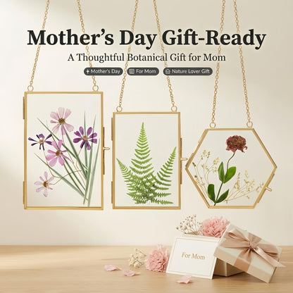 Relaxing Garden Pressed Flower Craft Kit for Adults & Women, DIY Floating Double Glass Frame Kit with Real Dried Flowers, Handmade Gift Art Project for Home Décor, Keepsake & Creative Crafts