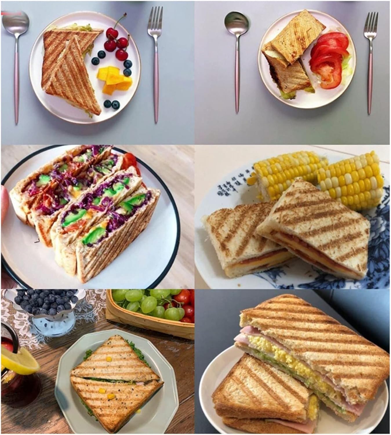 Pwshymi Double Sided Frying Pan, Aluminum Alloy Nonstick Sandwich Pan for Toaster, Breakfast Sandwich Maker