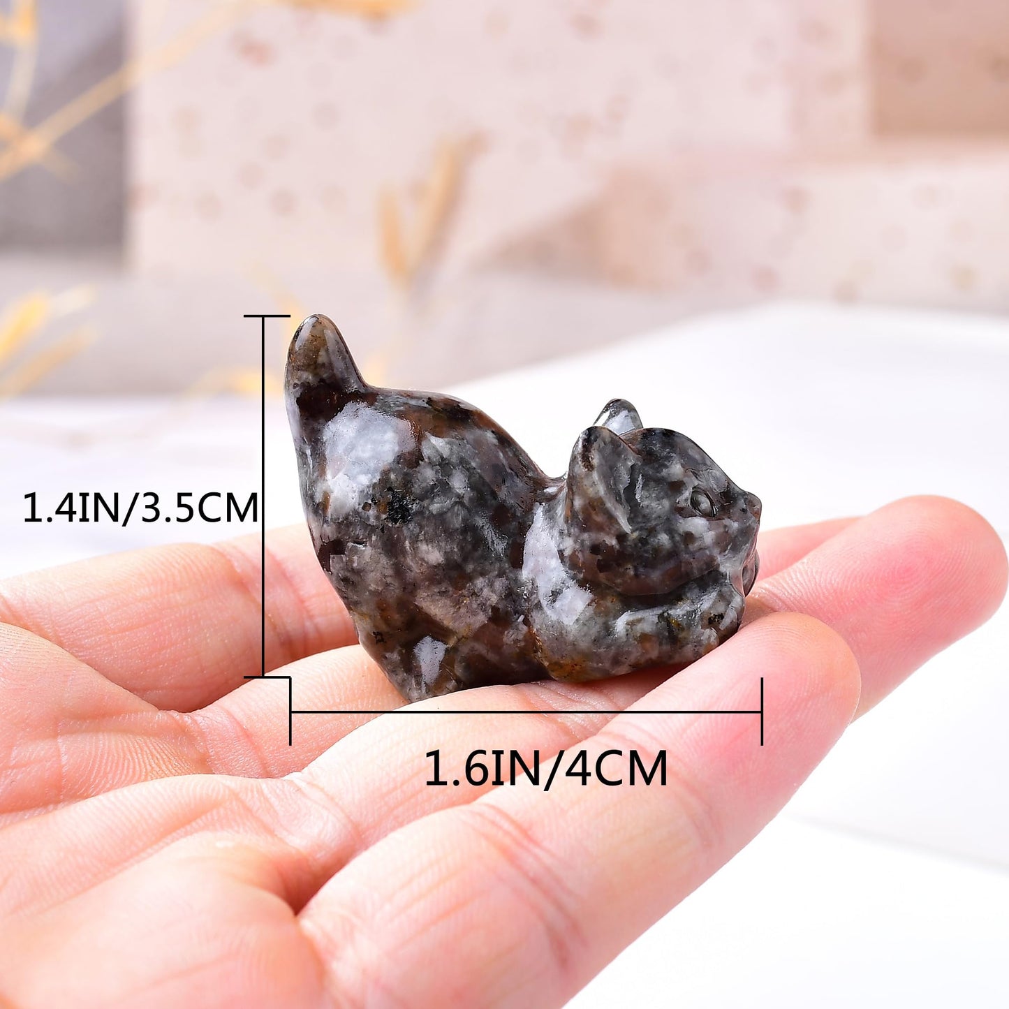 WUYOUSHI Natural Flame Stone Cat Decor Statue Crystals and Healing Stones Cat Figurine Polished Gemstones Bedroom Office Desk Home Decoration A Lucky Decoration for Cat Lover