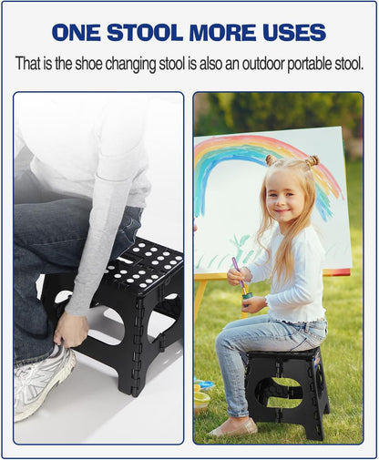 11 Inch 300lbs 1PC ACKO Folding Step Stool Foldable Step Stools for Kids, Foot Stool Black Plastic Step Stool