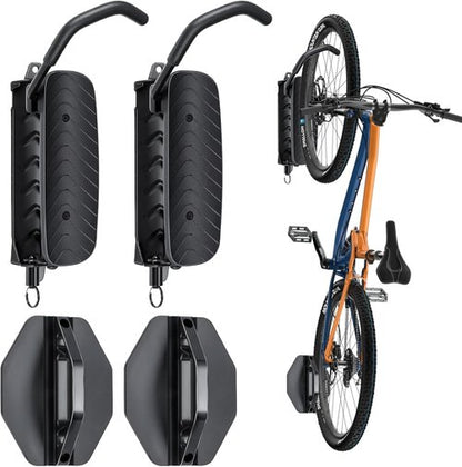 BYHUME Bike Rack | Space-Saving Vertical Wall Mount with 150° Swivel - Holds Up to 66lbs, 2 Pack