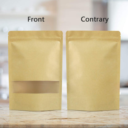 FireKylin 100 Pcs Paper Bags Resealable bags 3.5" x 5.5" Zipper Food Storage Bags, Stand Up, with Matte Window, Reusable, Sealable, for Packaging Products