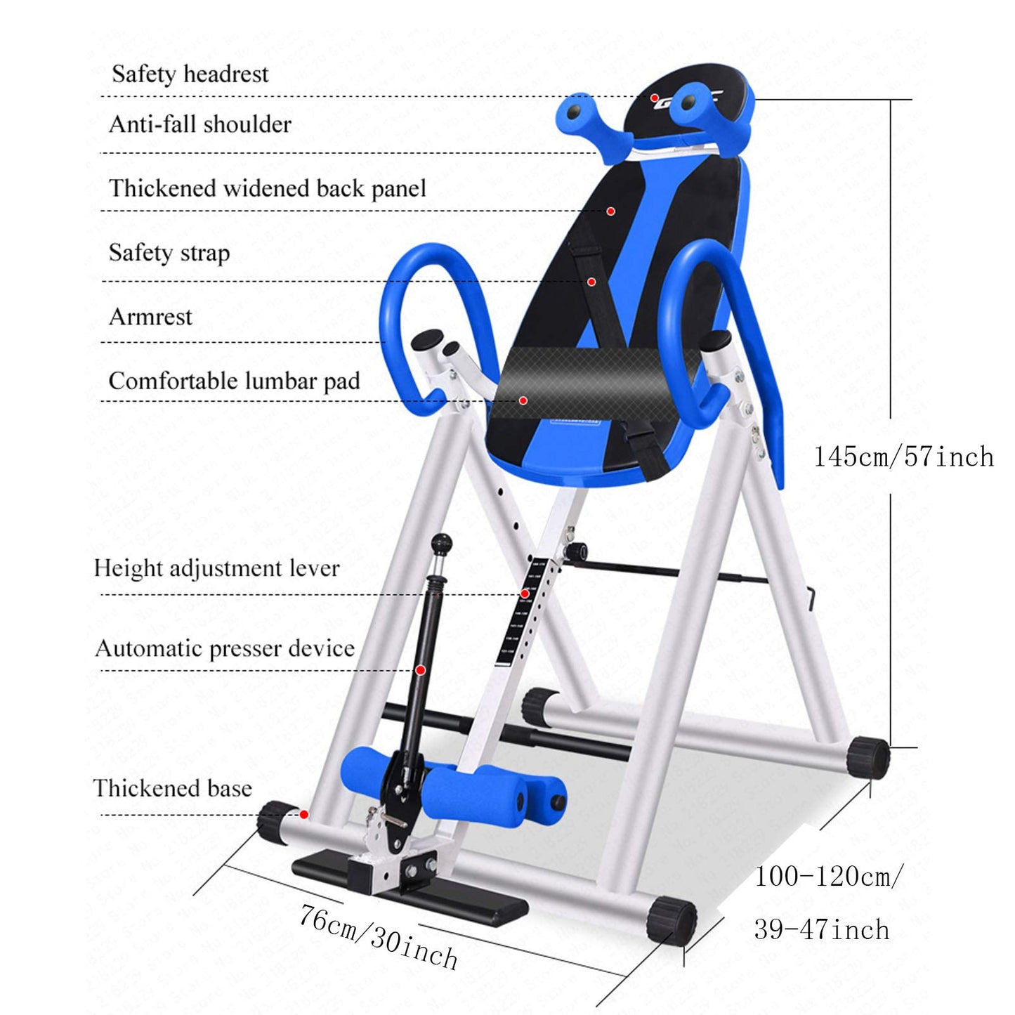 Strength Training Inversion Equipment, Heavy Duty Inversion Table, 300 lbs Load Capacity, Back Stretcher Machine for Pain Relief Therapy