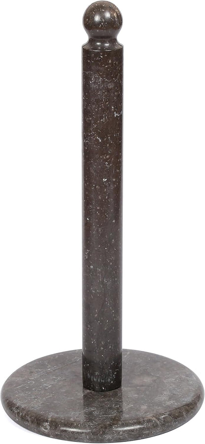 12 Heavy Natural Stone Paper Towel Holder Handcrafted from Solid Indonesian Marble, Non-Tip Weighted Base, One-Hand