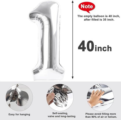 Happy 27 Balloon - Large Silver Foil Number Decoration for Birthday, Wedding & Graduation