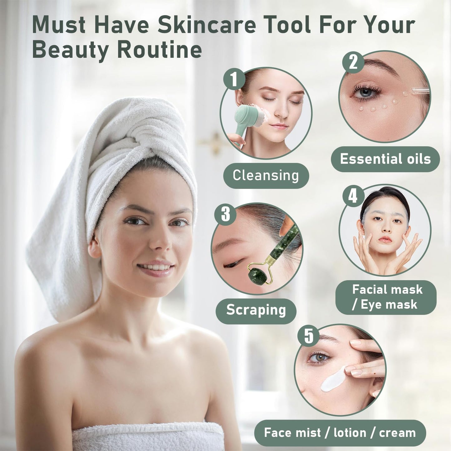 Face Brush 2 in 1, Facial Cleansing Exfoliating Scrubber Brush, Silicone Double Side Manual Face Wash Scrub Brush with Soft Bamboo Charcoal Fiber for Deep Pore Cleansing, Massaging, Skin Care
