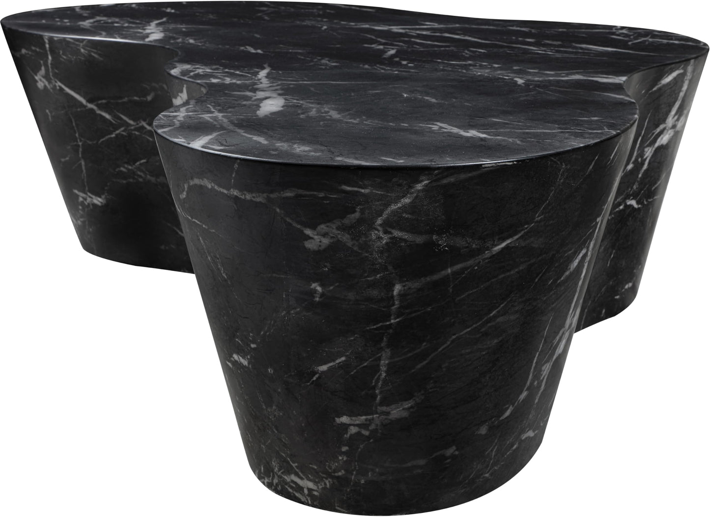 Meridian Furniture 99033Black-CT Monza Collection Art Deco Marble Finish Indoor/Outdoor Concrete Coffee Table, 59.5" W x 30.5" D x 15" H, Black