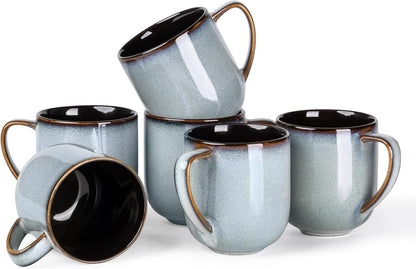 12OZ Set 6, Sets,Ideal LERATIO Ceramic Coffee Mugs of Large Porcelain Coffee Cups With Large Handle