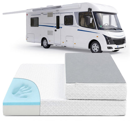 Novabright 1/3 Folding RV Short Queen Mattress, 6 Inch Bifold Memory Foam Mattress with High Resilience Support, Breathable Cover & Zipper Non-Slip Bottom, Certified Safety Foam for RV Camper Trailers