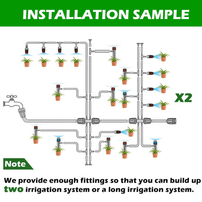 Maotong 240FT Drip Irrigation System Kit, Automatic Garden Watering Misting System for Greenhouse, Yard, Lawn, Plant with 1/2 inch Hose 1/4 inch Distribution Tubing and Accessories