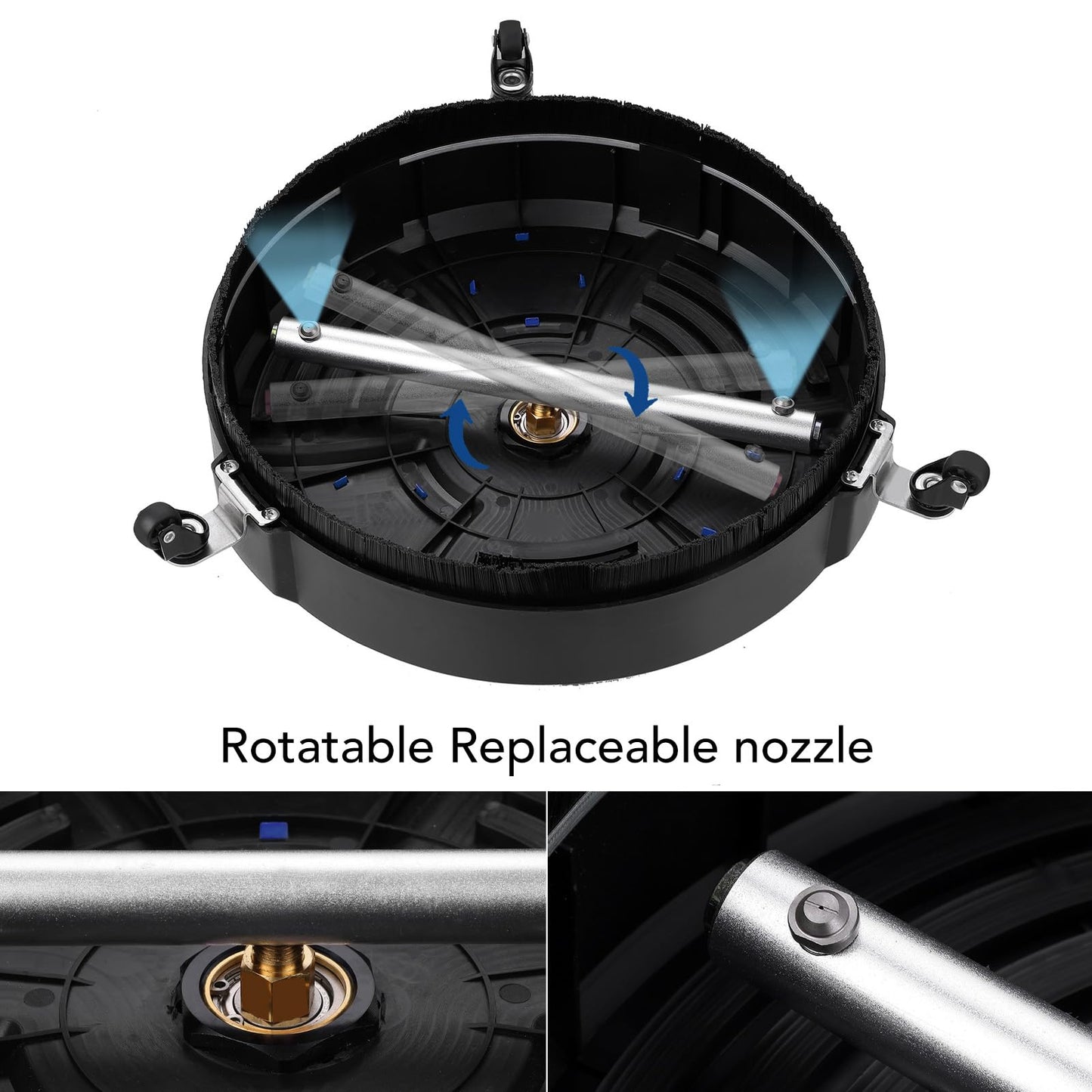 TRELVEX 16 Pressure Washer Surface Cleaner with 3 Wheels 4000psi Max Pressure 1 4 Connector Stainless Steel Driveway Power Washer Attachment for Concrete Patios Walkways Deck and Driveways