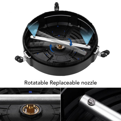 TRELVEX 16 Pressure Washer Surface Cleaner with 3 Wheels 4000psi Max Pressure 1 4 Connector Stainless Steel Driveway Power Washer Attachment for Concrete Patios Walkways Deck and Driveways
