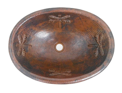 Simply Copper 19" DRAGONFLY Oval Copper Drop In Bathroom Sink in Rio Grande