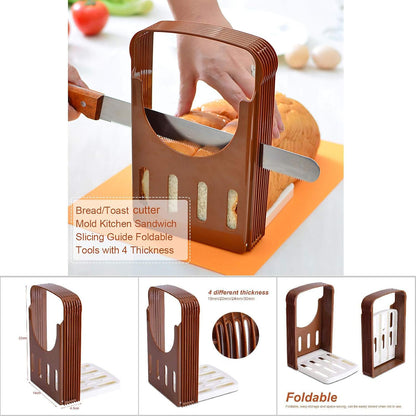 Kitchen Toast Slicer, Folding Bread Cutter Sandwich Maker with 4 Thickness for Homemade Bread