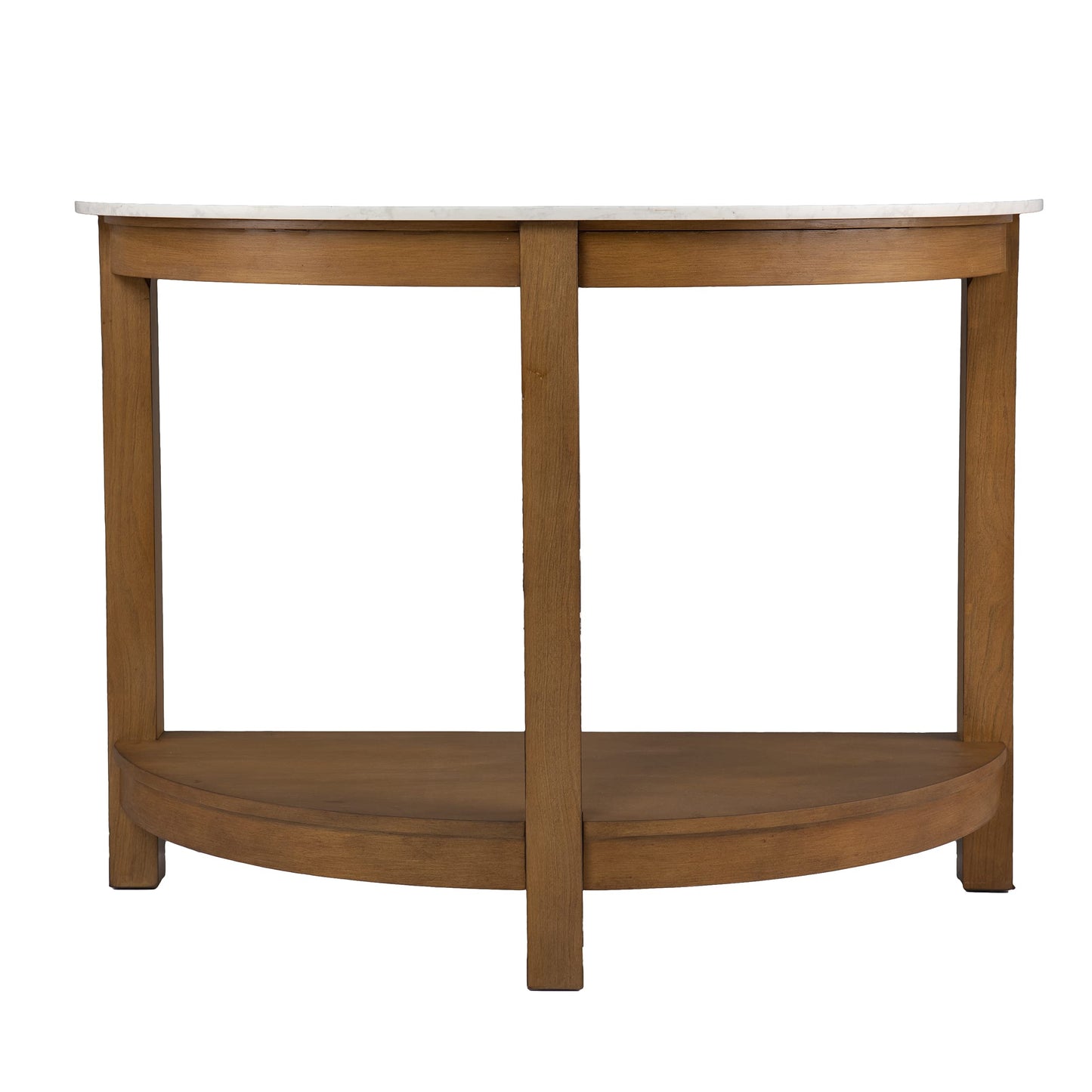 SEI Furniture Chandlen Demilune Wood 41" Console Table, White & Natural