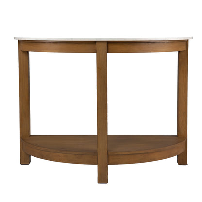 SEI Furniture Chandlen Demilune Wood 41" Console Table, White & Natural