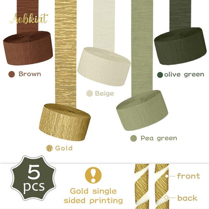 AOBKIAT Baby Shower Decorations,Sage Green Streamers Party Decorations,5 Rolls Crepe Paper for Boho Wedding,Bachelorette,Birthday,Woodland Baby Shower,Christmas,New Year