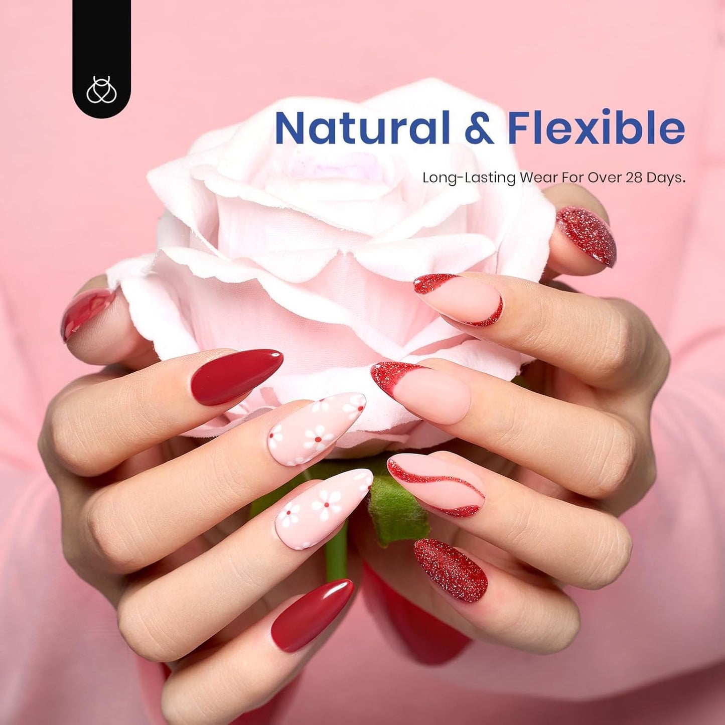 Beetles Gel Nail Extension Kit Almond Shape, Easy 9 in 1 Glue Uv Led Set Etch X Nail Tips Short Almond Half Matte Tips, Gift for Women & Girls, 504 pcs