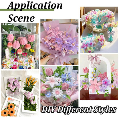 SUNNYCLUE 160Pcs Pipe Cleaners Craft Pipe Cleaner Flower Kit with Video Tutorial Flowers Floral Bouquet Making Supplies Chenille Stems for DIY Art Craft Projects Creative Gift Holiday Wedding Decor