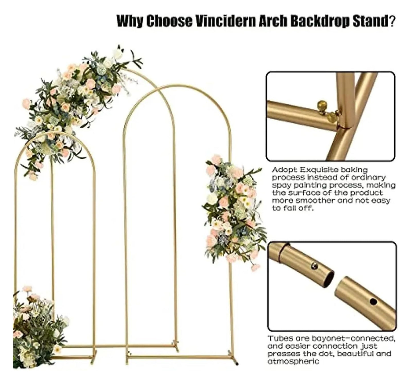 Metal Wedding Arch Backdrop Stand with Cover Backdrop Stand for Birthday Party Ceremony Anniversary Celebration Door Arch Frame(Frame with Cover)