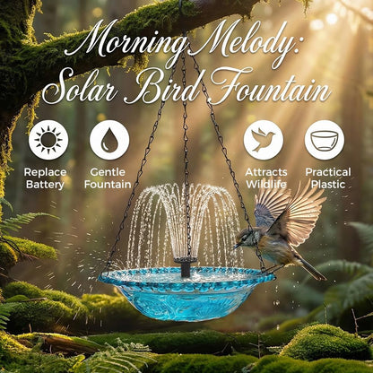 Solar Cascade Bird Bath Fountain - 2026 New Solar-Powered Water Dispenser for Garden Decor | Blue