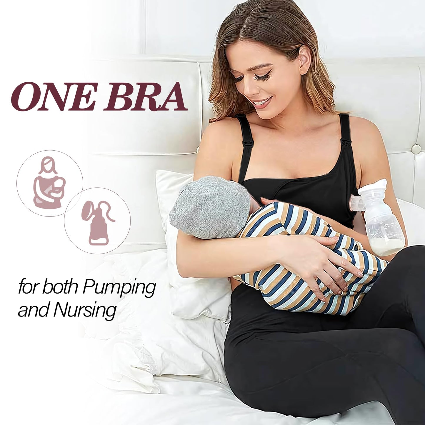 viiotu Nursing Bra for Breastfeeding, Adjustable Wireless Maternity Bra with Extra Extenders, Hands Free Pumping Bra Spectra for Breast Pumps